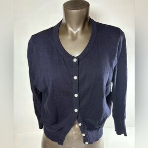 Karl Lagerfeld Women's Navy Cardigan with Lace Detail